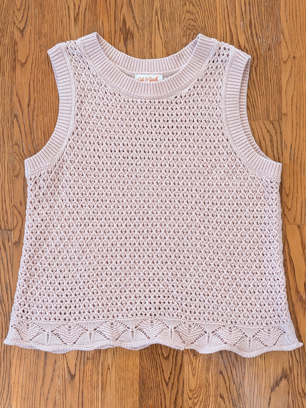 Cat & Jack Girls Blush Open Knit Sleeveless Sweater